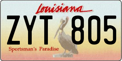 LA license plate ZYT805