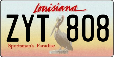 LA license plate ZYT808