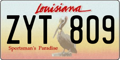 LA license plate ZYT809