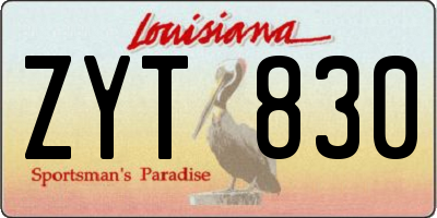 LA license plate ZYT830