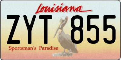 LA license plate ZYT855