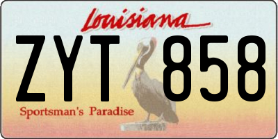 LA license plate ZYT858