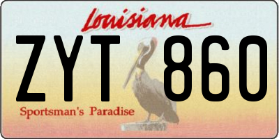LA license plate ZYT860