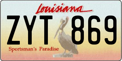 LA license plate ZYT869