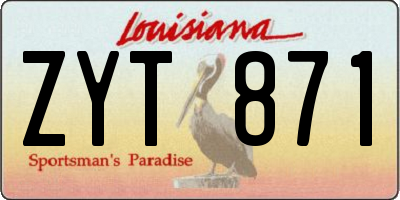 LA license plate ZYT871