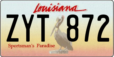 LA license plate ZYT872