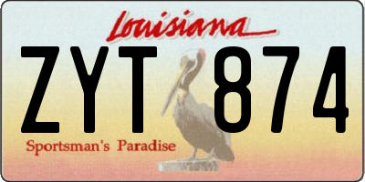 LA license plate ZYT874