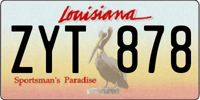 LA license plate ZYT878