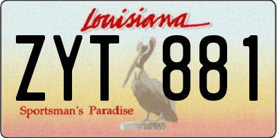 LA license plate ZYT881