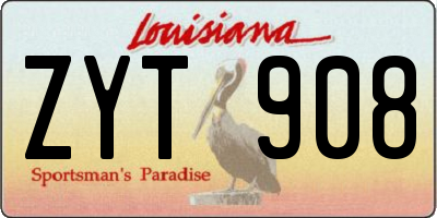 LA license plate ZYT908