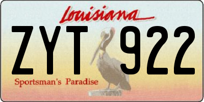 LA license plate ZYT922