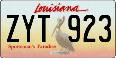 LA license plate ZYT923