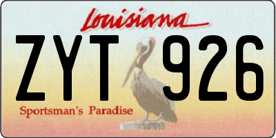 LA license plate ZYT926