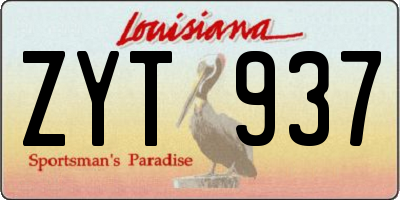 LA license plate ZYT937
