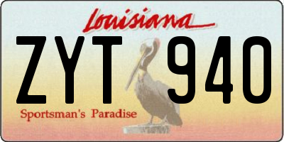 LA license plate ZYT940