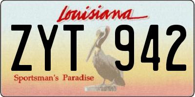 LA license plate ZYT942
