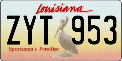 LA license plate ZYT953