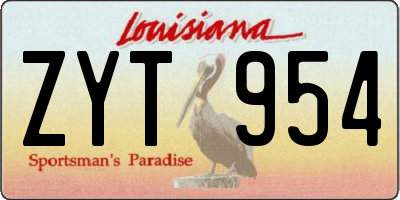 LA license plate ZYT954