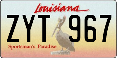 LA license plate ZYT967