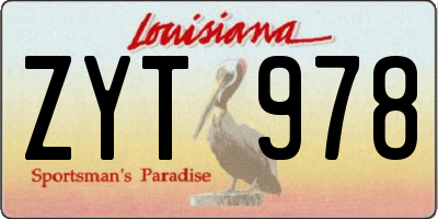 LA license plate ZYT978