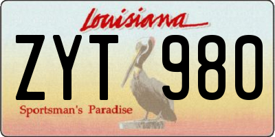 LA license plate ZYT980