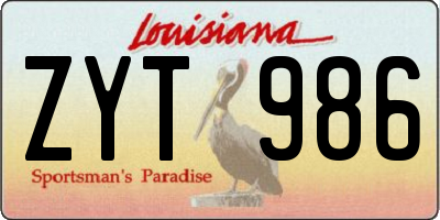 LA license plate ZYT986