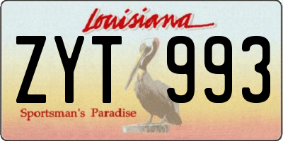 LA license plate ZYT993