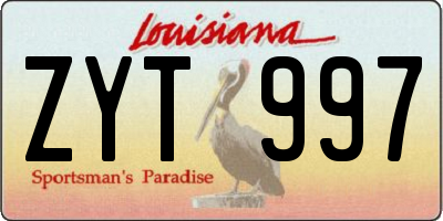 LA license plate ZYT997