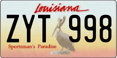 LA license plate ZYT998