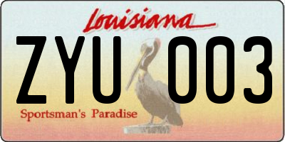 LA license plate ZYU003