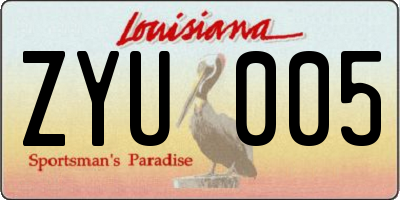 LA license plate ZYU005