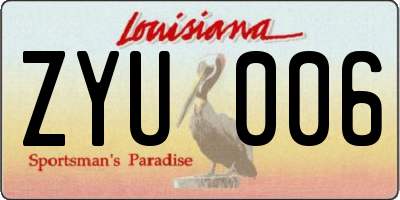LA license plate ZYU006