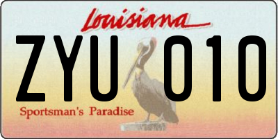 LA license plate ZYU010