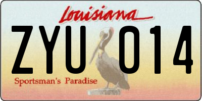 LA license plate ZYU014
