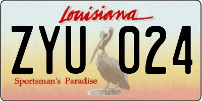 LA license plate ZYU024