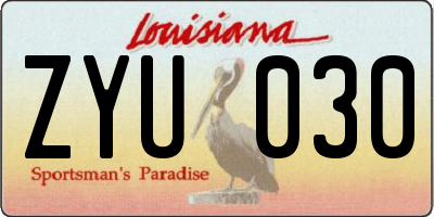 LA license plate ZYU030