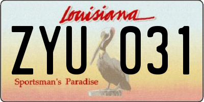 LA license plate ZYU031