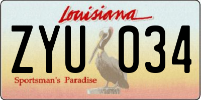 LA license plate ZYU034