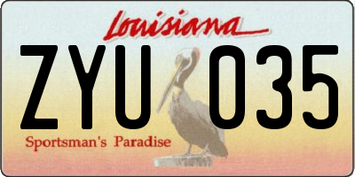 LA license plate ZYU035