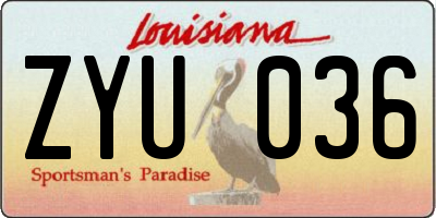 LA license plate ZYU036