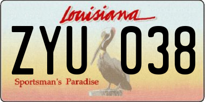 LA license plate ZYU038