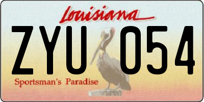 LA license plate ZYU054