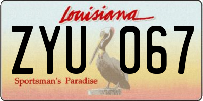 LA license plate ZYU067