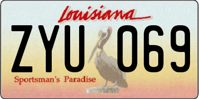 LA license plate ZYU069