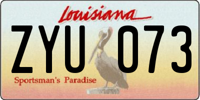 LA license plate ZYU073