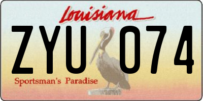 LA license plate ZYU074