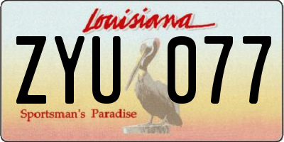LA license plate ZYU077