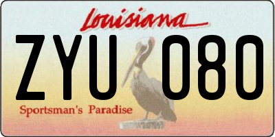 LA license plate ZYU080