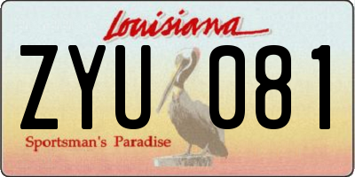 LA license plate ZYU081