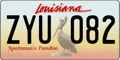 LA license plate ZYU082